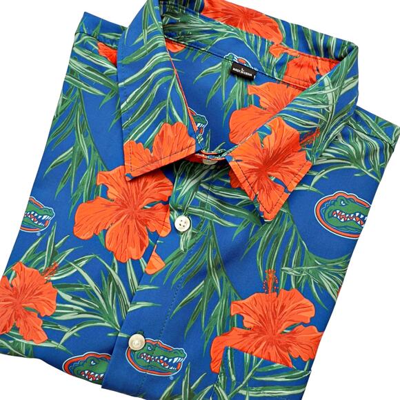 University of Florida UF Gators Hawaiian Floral S/S Button Down Shirt - Picture 1 of 9
